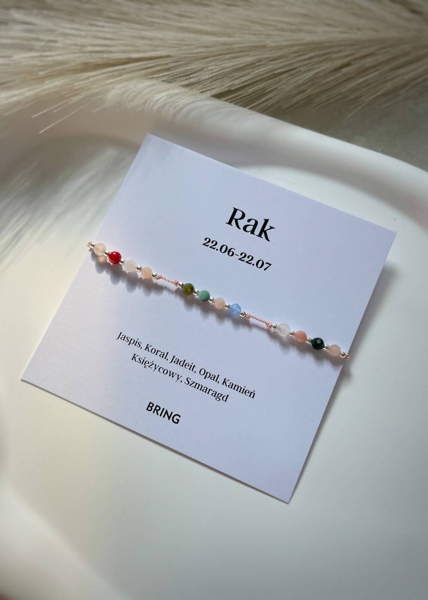 Bransoletka znak zodiaku Rak srebrne kulki