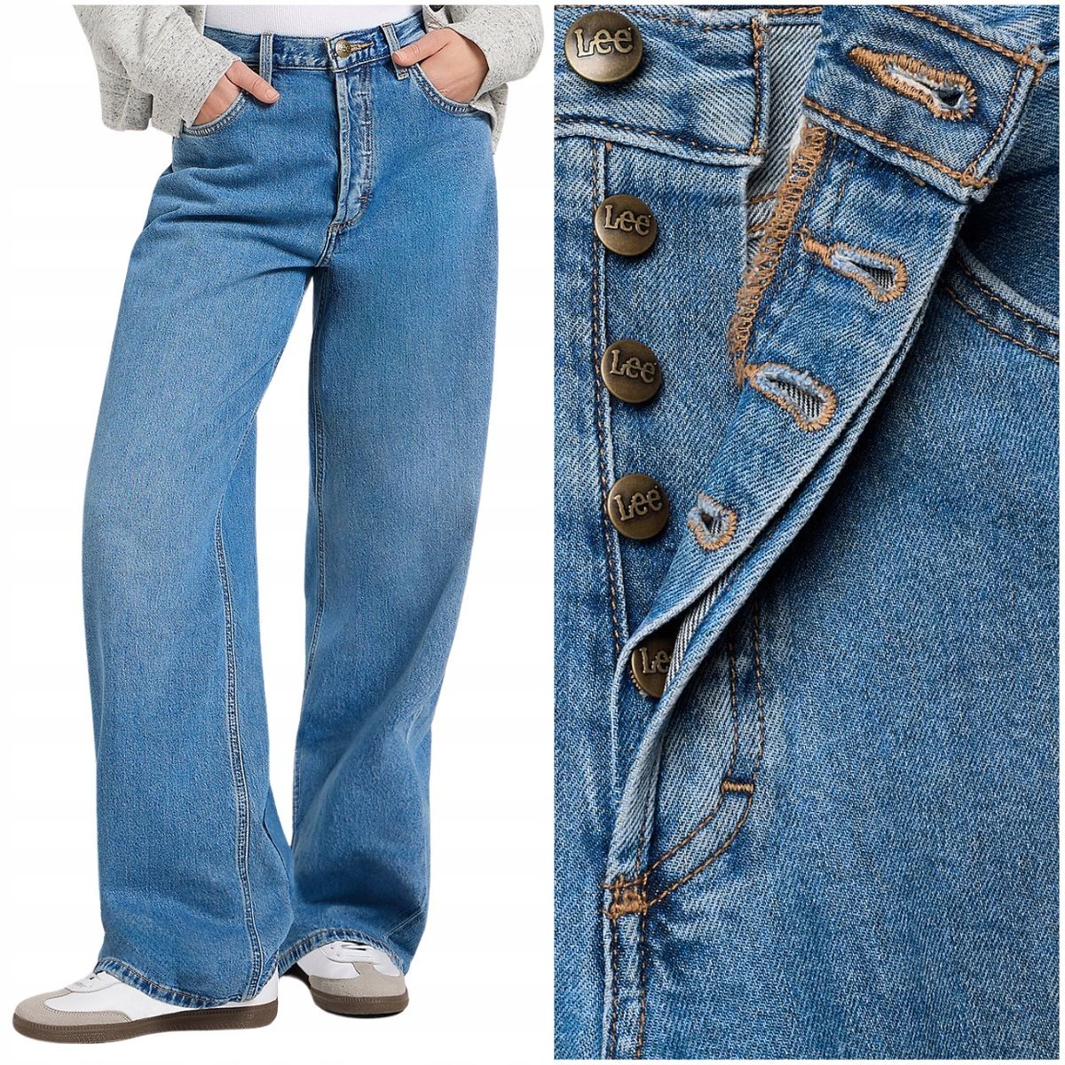 Lee Low Slung Slouch First wysokie luźne damskie spodnie jeansowe W28 L31