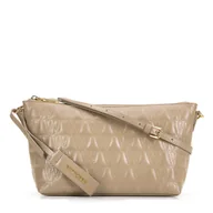 Torebki damskie - Damska torebka crossbody ze skóry z przeszyciami beżowa - miniaturka - grafika 1