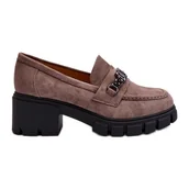 Mokasyny damskie - Vinceza Mokasyny Na Masywnym Obcasie Beżowe Eriella beżowy - miniaturka - grafika 1