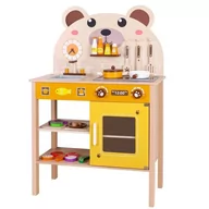 Zabawki AGD - Drewniana Kuchnia Dla Dzieci Miś Akcesoria - miniaturka - grafika 1