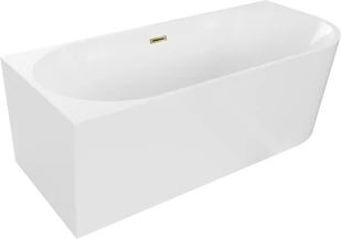 Mexen Mia wanna wolnostojąca narożna lewa 180 x 80 cm, biała, przelew złoty - 52691808000L-50 - Wanny - miniaturka - grafika 1