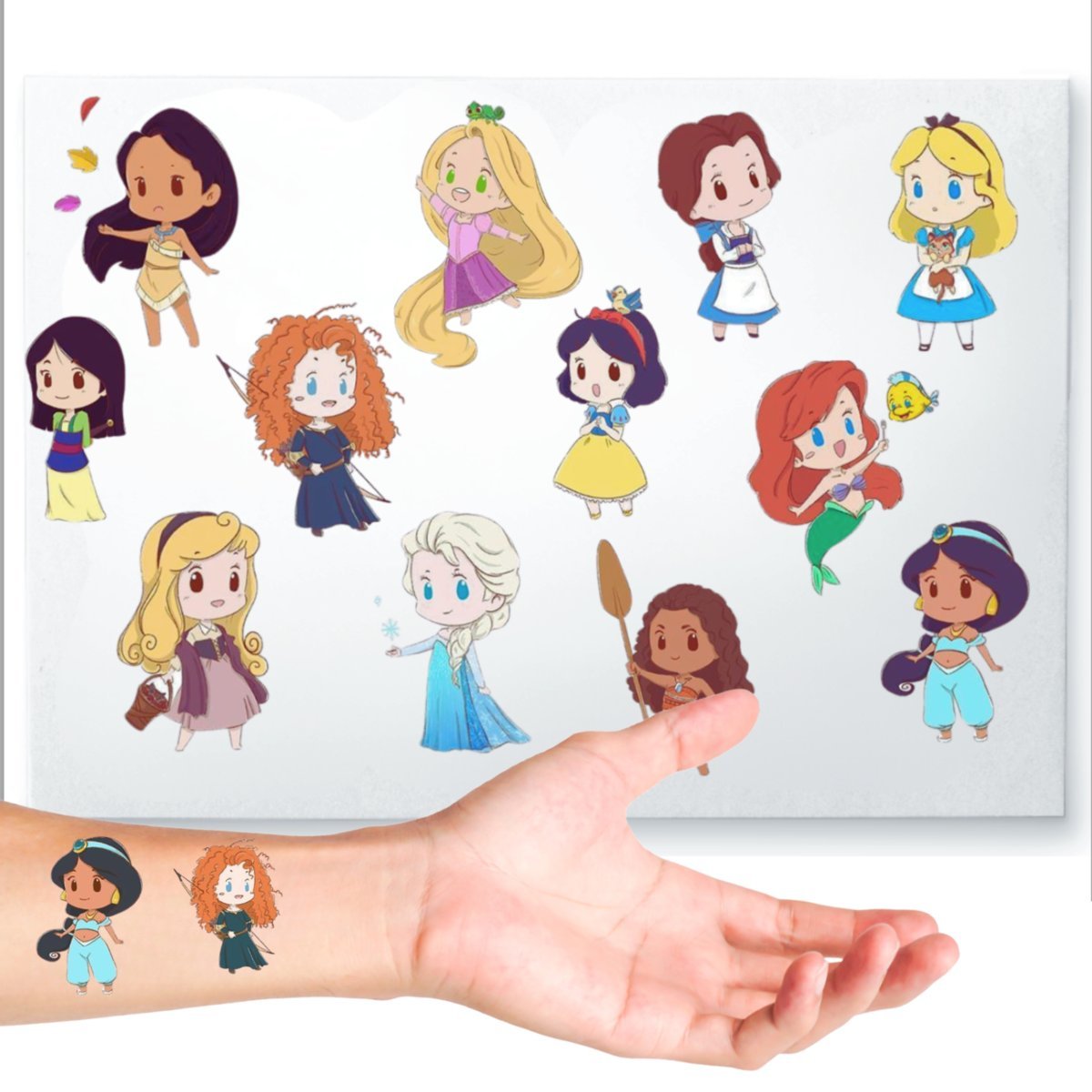 TATUAŻE KSIĘŻNICZKI TYMCZASOWE DLA DZIECI DZIECIĘCE WZORY 12szt ARKUSZ