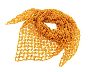 Chusta apaszka na szydełku złota - Apaszki i szaliki damskie - miniaturka - grafika 1