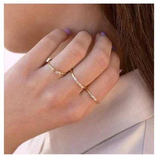 Pierścionek Stal Chirurgiczna Platerowana Złotem Z Cyrkonią Pst894Poj, Rozmiar Pierścionków: Us8 Eu17 - Pierścionki - miniaturka - grafika 1