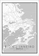 Plakaty - Plakat, Rio de Janeiro mapa czarno biała, 30x40 cm - miniaturka - grafika 1