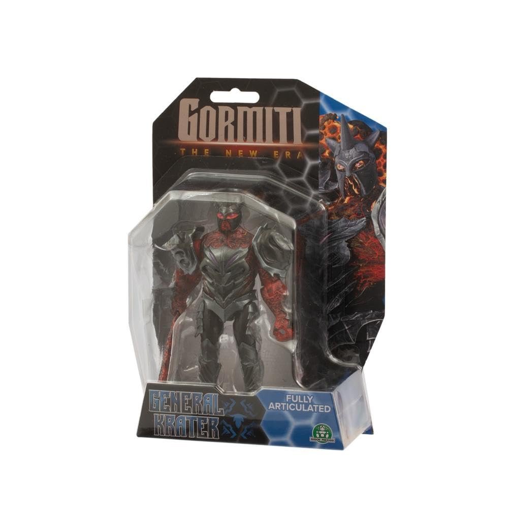 Gormiti 15 cm figurka złoczyńcy Krater, Gormiti New Age, zbroja do usuwania i zakładania, jasne kolory i metalowe wykończenie, 9 punktów artykulacji..