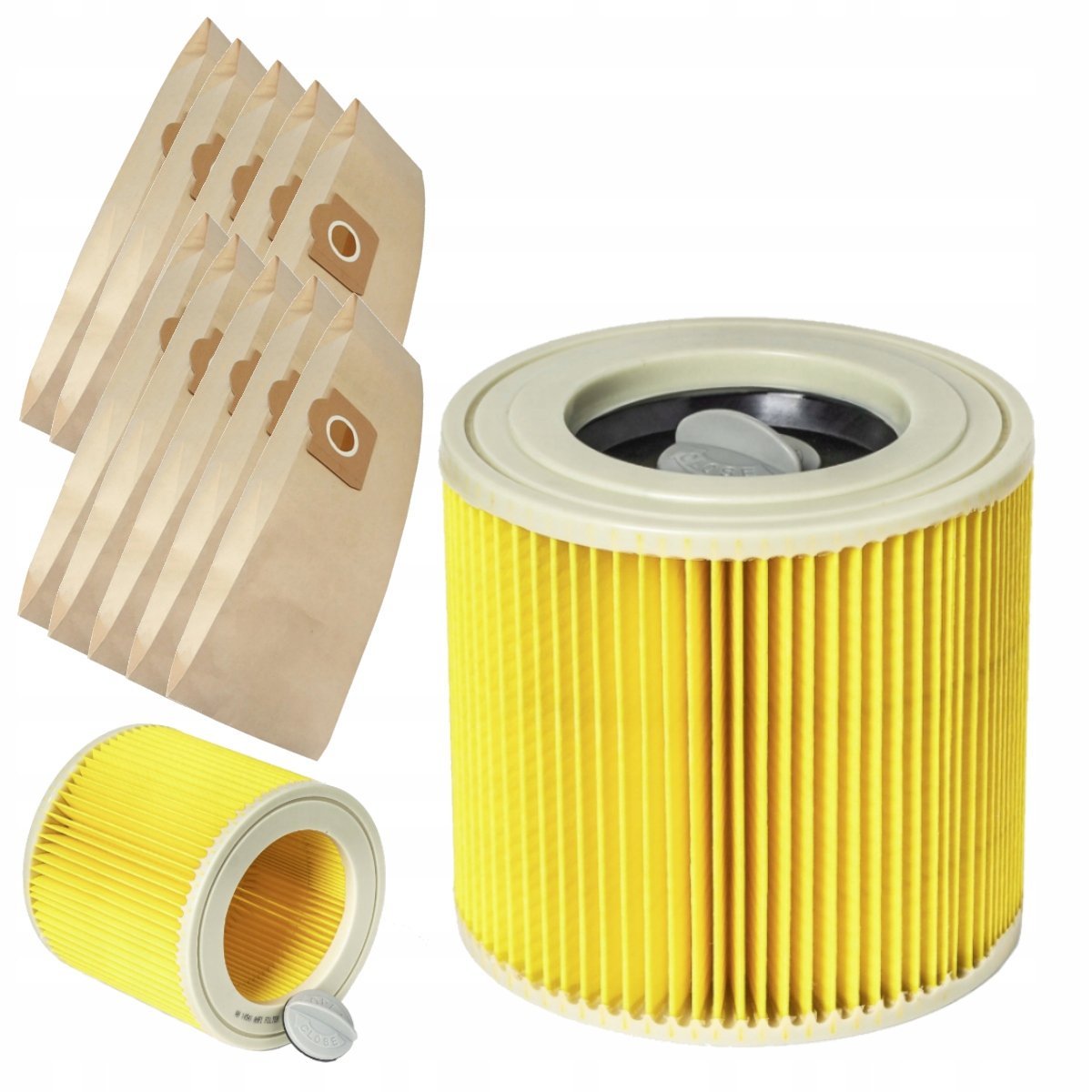 Filtr do odkurzacza Karcher WD2, WD3, MV + 10x worek do odkurzacza Zestaw