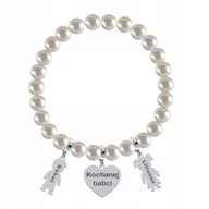 Bransoletki - Bransoletka z Perłami Imię Dziecka Serce Srebro Grawer Życzenia Gratis - miniaturka - grafika 1