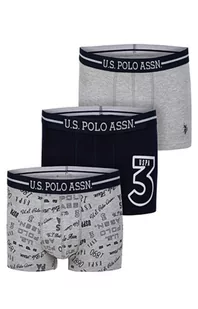 80444 3-pack bawełnianych bokserek męskich, Kolor szaro-granatowy, Rozmiar S, U.S. POLO ASSN - Intymna - Majtki męskie - miniaturka - grafika 1