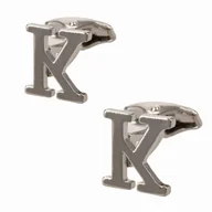 Spinki do mankietów i krawatów - Spinki do mankietów klasyczne srebrne - litera K - EM Men's Accessories - miniaturka - grafika 1