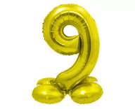 Balony i akcesoria - Godan Balon foliowy stojący cyfra 9 złota - 72 cm - 1 szt. CS-SZL9 - miniaturka - grafika 1