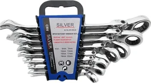Silver KLUCZ PLASKO - OCZKOWY Z GRZECHOTKA PRZEGUBOWY PL.ASTIK 8 SZTUK - Klucze i nasadki - miniaturka - grafika 1