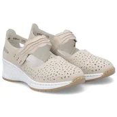 Półbuty damskie - Półbuty damskie ażurowe Rieker N4382-60 BEIGE 41 - miniaturka - grafika 1