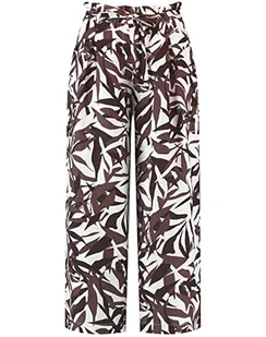 GERRY WEBER Damskie spodnie rekreacyjne 720031-31228 Offwhite Dark Brown nadruk, 38 - Spodnie damskie - miniaturka - grafika 1
