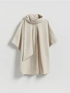 Swetry damskie - Reserved - Ponczo z szalowym kołnierzem - beżowy - miniaturka - grafika 1