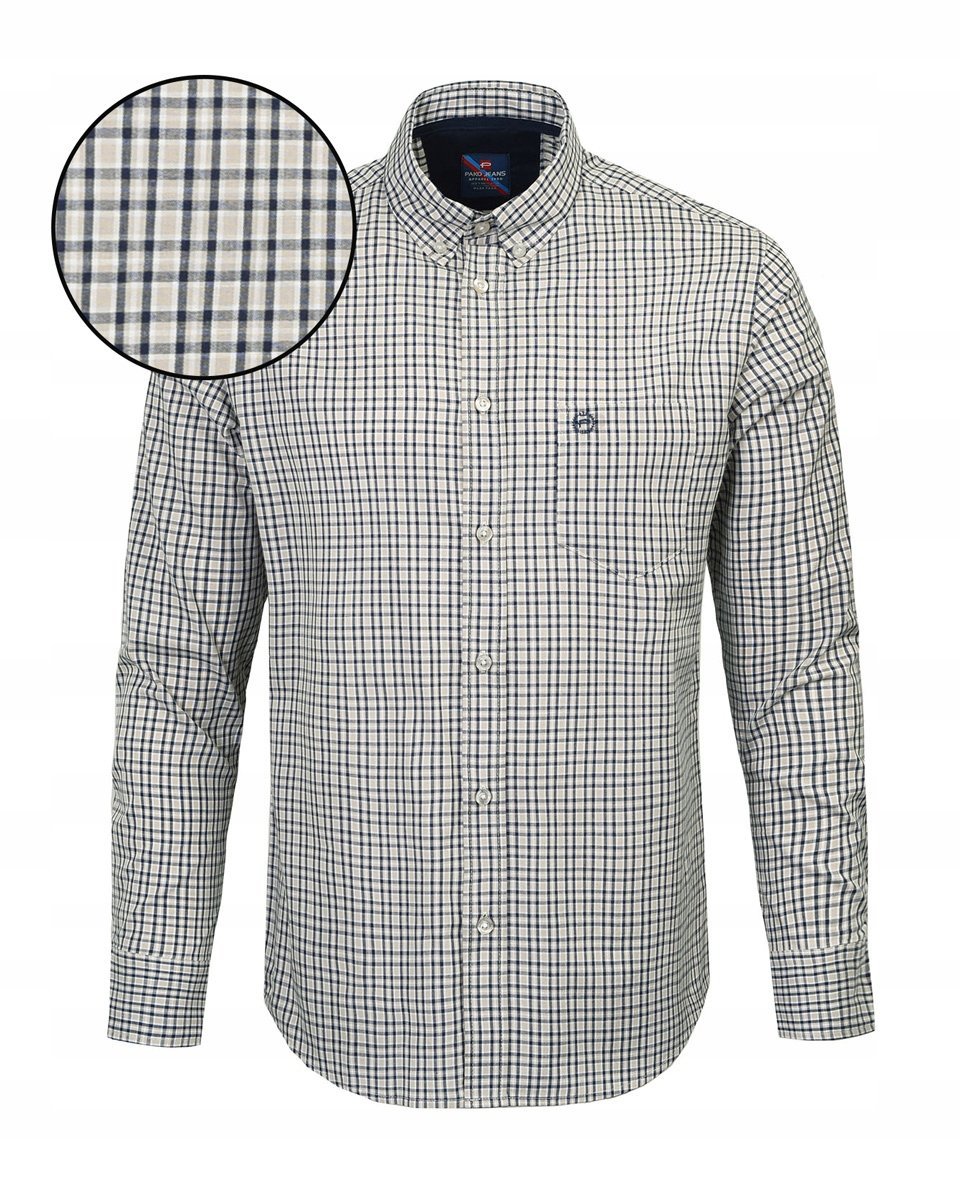Koszula Męska w Krateczkę z Długim Rękawem Slim Fit Pako Jeans