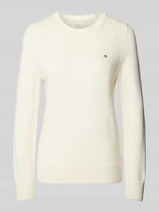 Sweter z dzianiny z wyhaftowanym logo - Swetry damskie - miniaturka - grafika 1
