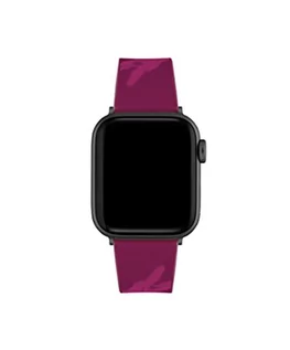 Paski - Lacoste Pasek do zegarka Apple Watch, silikon, metal i skóra, uniseks, czerwony (bordowy), Small, Francuski - grafika 1