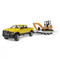 Samochody i pojazdy dla dzieci - BRUDER Auto Dodge RAM 2500 Service z przyczepką i mini koparką - miniaturka - grafika 1
