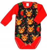 Body dla niemowląt - Body długi rękaw Świąteczne Reniferki CZERWONE r 86 KLEKLE - miniaturka - grafika 1
