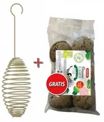 Karma dla ptaków - Zolux Zestaw Spirala Mała Na Kule Tłuszczowe Oliwkowa + Kule Tłuszczowe 6szt. - miniaturka - grafika 1
