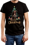 Koszulki męskie - T-SHIRT MĘSKI NADRUK PREZENT ŚWIĘTA ŚWIĄTECZNA KOSZULKA CZARNA R-M A438 - miniaturka - grafika 1