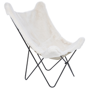 Fotele - Fotel futrzany biały NYBRO - miniaturka - grafika 1