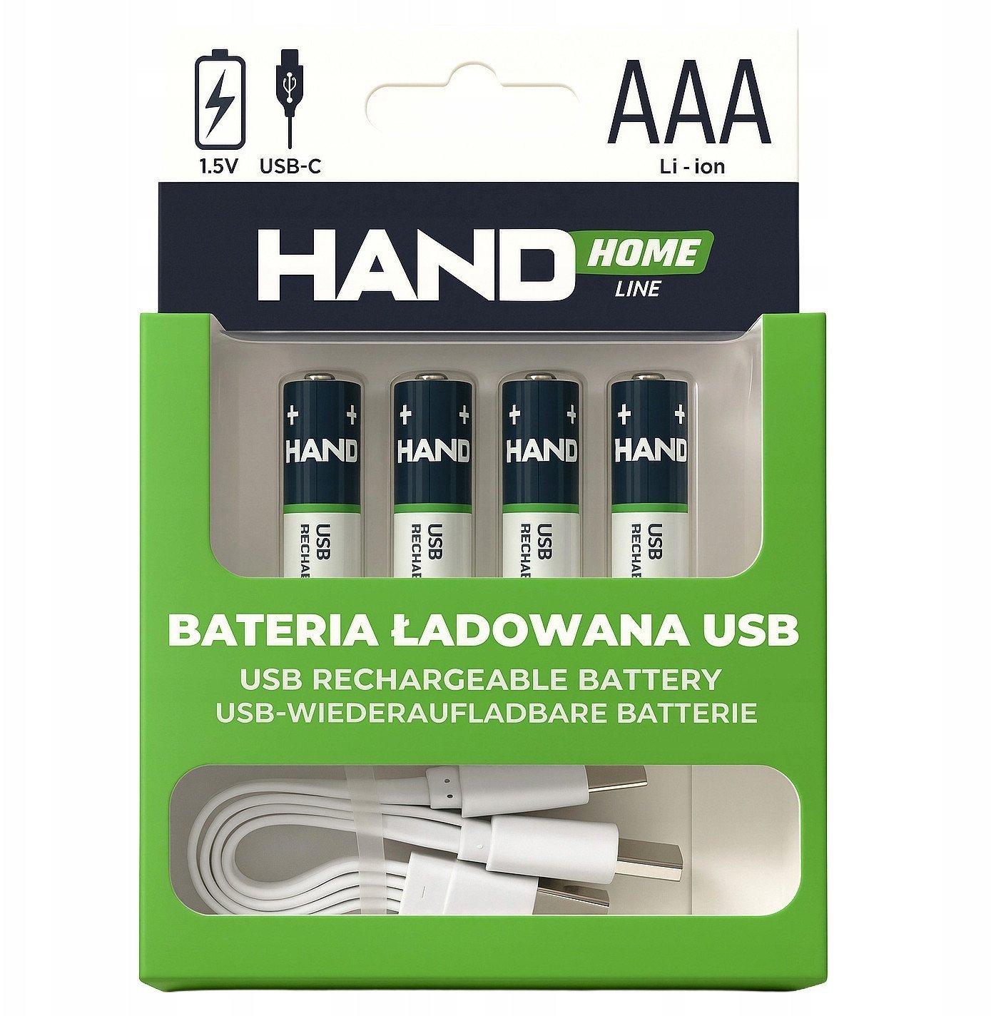Bateria ładowana akumulatorek USB-C 750mWh 500mAh 4xAAA AAA/USB-C/750/4B