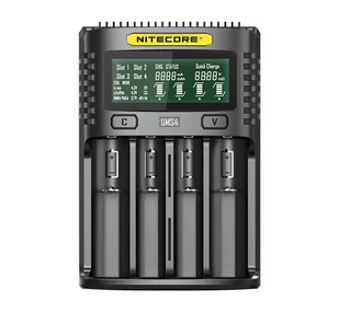 Nitecore Uniwersalna ładowarka UMS4 3000 mA USB dla dorosłych unisex czarna dł. 159 x szer. 107 x wys. 41 UMS4 - Ładowarki i akumulatory - miniaturka - grafika 2