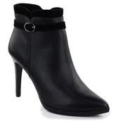 Botki damskie - Skórzane botki damskie na szpilce czarne Sergio Leone BT25231-S - miniaturka - grafika 1