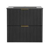 Szafki łazienkowe - Czarna Szafka Łazienkowa Z Umywalką 60 Cm Ryflowane Fronty Szuflad - miniaturka - grafika 1