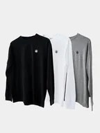 Koszulki męskie - Zestaw 3 Koszulek Z Długim Rękawem LONGSLEEVE CZARNA SZARA BIAŁA Jigga M - miniaturka - grafika 1