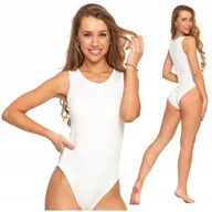 Odzież ciążowa - PRĄŻKOWANE BODY DAMSKIE BIAŁE NA SZEROKICH RAMIĄCZKACH KLASYCZNE MORAJ L - miniaturka - grafika 1