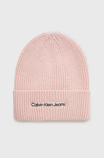 Czapki damskie - Calvin Klein Jeans czapka wełniana kolor różowy wełniana - grafika 1