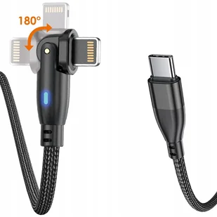 Kabel USB C - Lightning - kątowy - obrotowy 180° - 1.5m - 27W - czarny - Kable USB - miniaturka - grafika 1