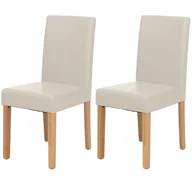 Krzesła - Zestaw 2 krzeseł do jadalni Krzesło kuchenne Littau ~ imitacja skóry, biały, jasne nogi - miniaturka - grafika 1