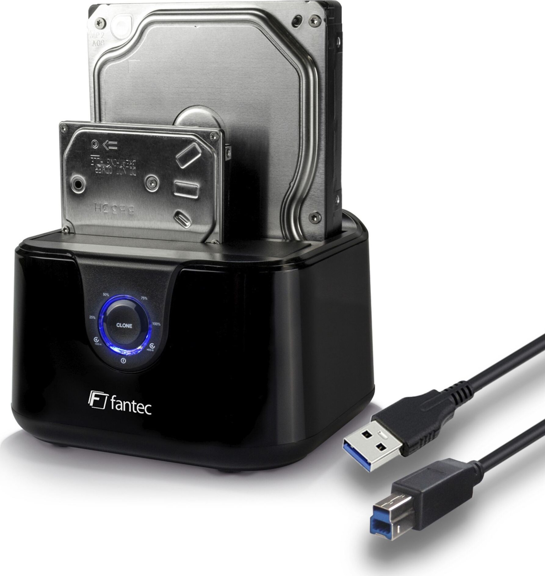Stacja dokująca Fantec FANTEC DS-X2U3-Glanz - Bis zu 2x 6,35cm 2,5Zoll und/oder bis zu 8,89cm 2x 3,5Zoll SATA HDD Klon & Dockingstation 2494