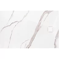 Brodziki prysznicowe - Brodzik kwadratowy biały struktura kamienia smc 120x90 Magnum Carrara White Rea - miniaturka - grafika 1