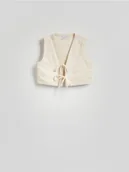Marynarki i żakiety damskie - Reserved - Kamizelka z denimu - kremowy - miniaturka - grafika 1
