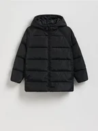 Kurtki i płaszcze dla dziewczynek - Reserved - Pikowana kurtka z naturalnym puchem - czarny - miniaturka - grafika 1