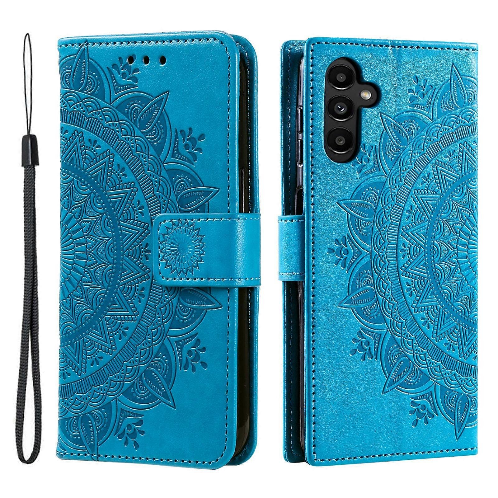Do etui Samsung Galaxy A16 Nadrukowany portfel Totem PU Skórzany portfel Stojak na telefon Niebieski