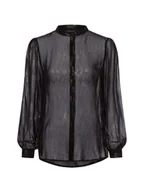 Bluzki damskie - Armani Exchange Bluzka damska Kobiety Szyfon czarny|złoty wzorzysty, S - miniaturka - grafika 1