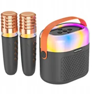 Instrumenty muzyczne dla dzieci - MINI GŁOŚNIK BLUETOOTH 2 MIKROFONY DLA DZIECI ZESTAW DO KARAOKE RGB LED - miniaturka - grafika 1
