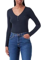 Koszulki i topy damskie - Lee Damska koszulka Ls Henley, Unionall Blk, XS - miniaturka - grafika 1
