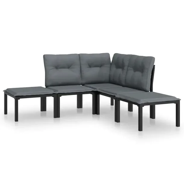 Modułowy zestaw wypoczynkowy do ogrodu czarny rattan PE, wymiary 62x62x68