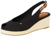 Espadryle damskie - TOMMY HILFIGER Espadryle damskie FLAGA MID WEDGE ESPAD SLINGBACK, CZARNA (czarna), 36 UK, Czarny, 39 EU - miniaturka - grafika 1