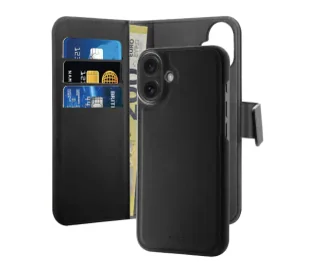 Puro Wallet Detachable MagSafe 2w1 do iPhone 16 Plus Czarny - Etui i futerały do telefonów - miniaturka - grafika 1