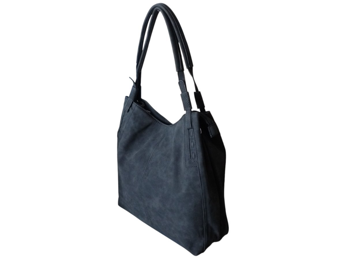 Torebka Damska Zamszowa, Modna Miejska Torba Shopper Na Ramię, Czarny