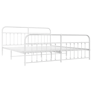 Metalowa rama łóżka z wezgłowiem i zanóżkiem, biała, 193x203 cm Lumarko! - Inne meble do sypialni - miniaturka - grafika 6